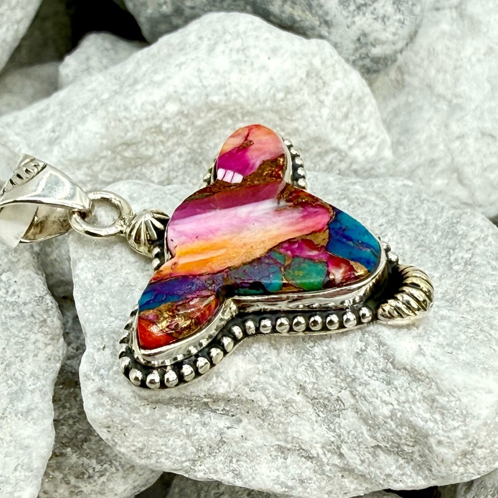 NWT Sterling Silver Cotton Candy Turquoise Steer Head Pendant – 7.2g - Picture 9 of 16